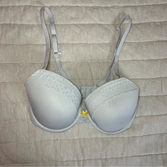 Aerie Grey Lace Trimmed Underwire Push Up Bra Size 32DDD - Picture 2 of 15